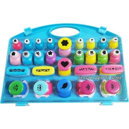 Childrens DIY Embossing Machine Pattern random Handmade School gift craft hole punch set Scrapbook paper cutter 27pcs/set