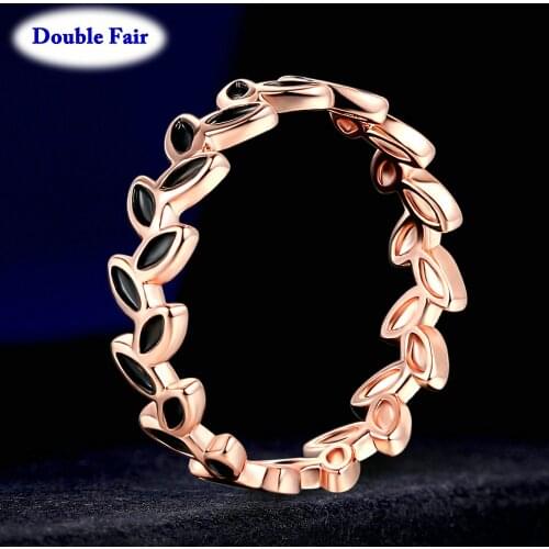 Drop Glaze Willow Leaf Rings Classic Rose Gold Color Engagement Fashion Jewelry For Women Girls Party Wholsale DWR183