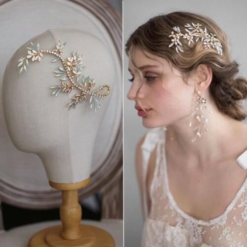 Bride Opal Hair Comb Soft Chain Wedding Hair Ornament Tiara Rope Bride Hair Jewelry