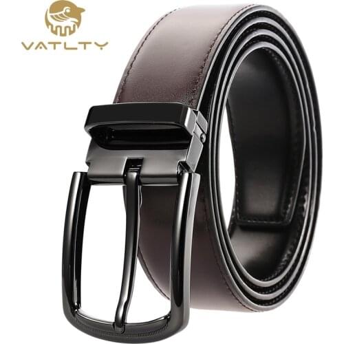 VATLTY Official authentic mens leather belt high-grade black hard metal buckle original cowhide casual business belts for men