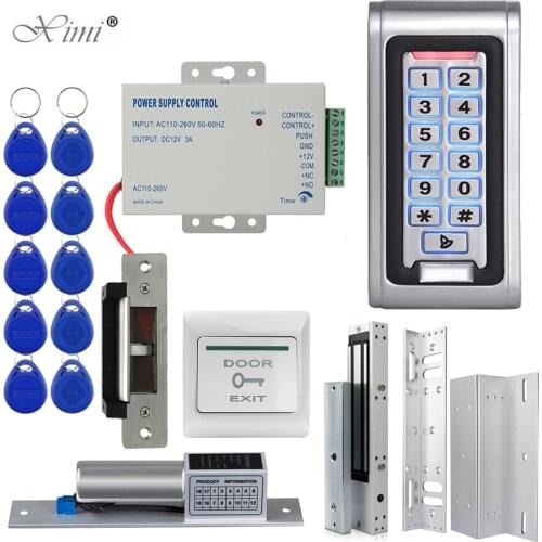 IP68 Waterproof Access Control System Kit Set Outdoor RFID Keypad + Electric Lock Electromagnetic Locks + Power Supply Outdoor