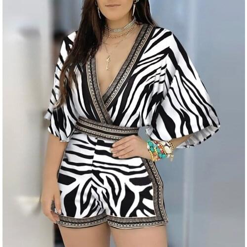 2021 Summer New LadiesCasual Summer Floral Print Mid-sleeve Backless One-piece Swimsuit