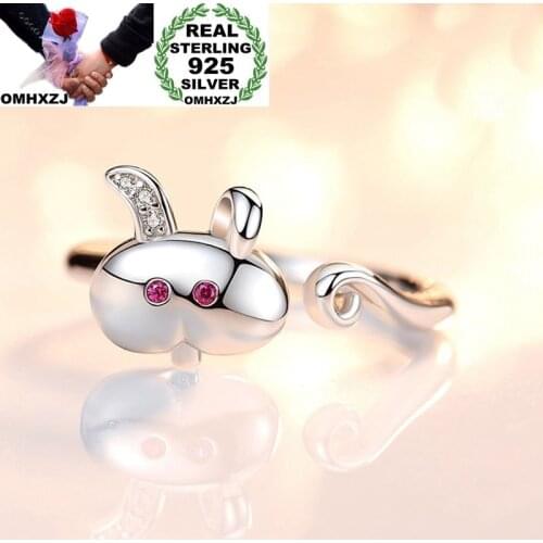 OMHXZJ Wholesale European Fashion Woman Man Party Wedding Gift Chinese Zodiac Signs AAA Zircon 925 Sterling Silver Ring RR196
