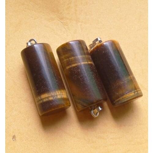 Wholesale 50pcs/lot 2016 fashion good color tiger eye stone cylinder charms pendants for jewelry making free shipping