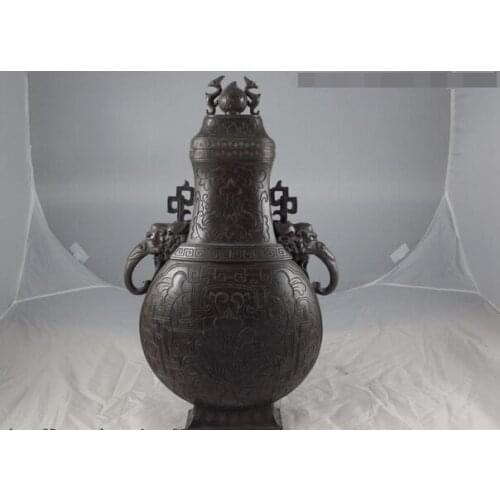 Song voge gem S1529 China Palace Royal Pure Copper Bronze Elephant Zun Ears Aquarius Bottle pot Vase