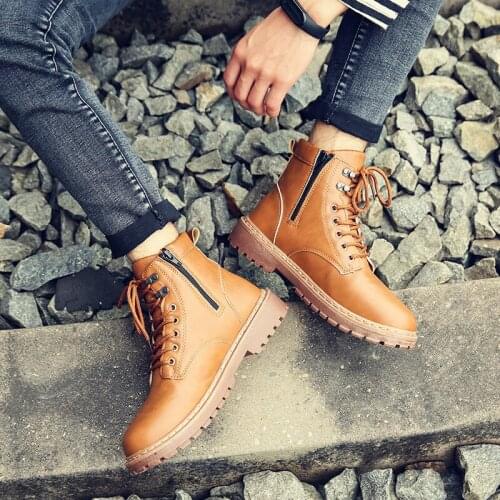 2020 Dropshipping High Quality British Men Boots Autumn Winter Shoes Men Fashion Lace-up Boots PU Leather Male boots men R10-80