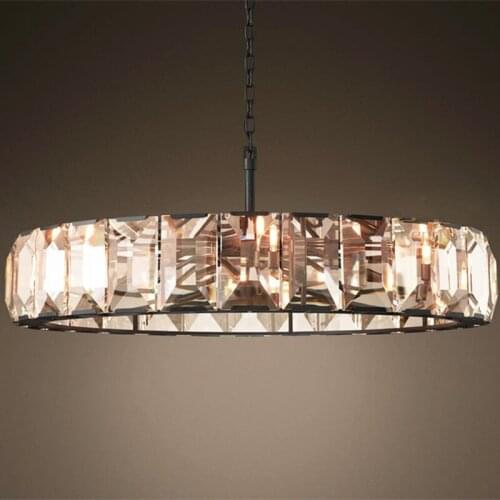 Luxury Crystal Large Chandelier American Retro Round LED E14 Lights for European Living Room Hall Lamp 110V-240V Restaurant