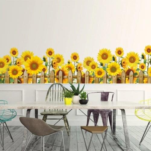 [SHIIJUEHEZI] Sunflower Wall Stickers DIY Plants Wall Decals for Living Room Kitchen Nursery Home Wedding Decoration Accessories