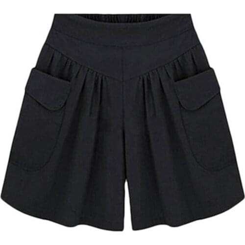 New Stylish comfortable Summer Women Plus Size Solid Color Elastic Waist Casual Loose Shorts with Pocket