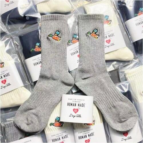 3Colors Crew Street Fashion Socks Cotton Duckling Flying Little Duck Embroid Embroidery Japanese Brand Retro Game Human Made Sox