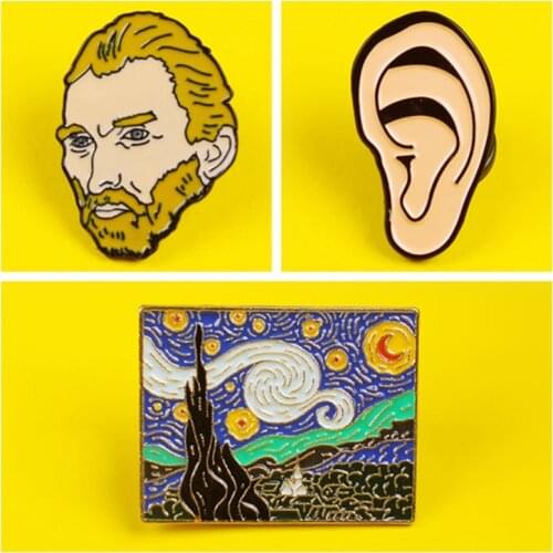 Vincent Van Gogh Ear Enamel Pin Historical Painter Badges Brooches Lapel Custom Pin Bag Collar Artist Jewelry Gift for Friends