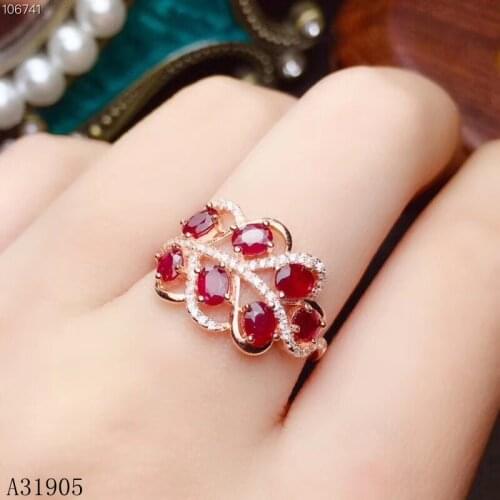 KJJEAXCMY boutique jewelry 925 sterling silver inlaid natural ruby female models luxury leaf ring support detection
