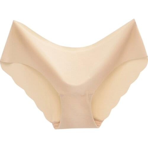 Womens Sexy Seamless Ice Silk Breathable Midwaist Solid Color Underwear Ladies Briefs Knickers Female T-back Underpants