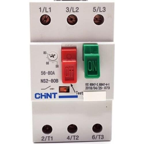 1pcs CHINT Manual Motor Starter NS2-80B 16-25A 25-40A 40-63A 56-80A Motor protector starter Circuit Breaker