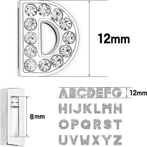 8mm clear full rhinestone A-Z Slide letters Slide Charms 10pcs DIY Accessories fit 8mm DIY Wristband & Bracelet & pet collar