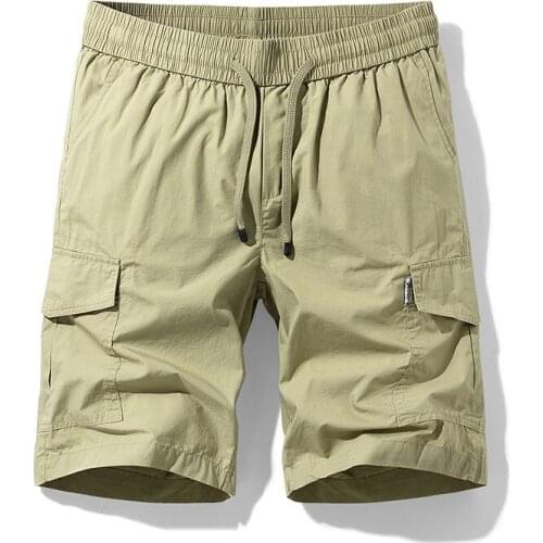 100%Cotton Summer New Men Outdoor Tactical Cargo Short Pants Big Size Loose Casual Male Sports Elastic Solid Color Tooling Pants