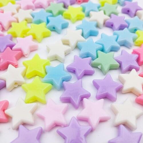 14mm 50pcs Acrylic Five-Pointed Star Garment Beads Loose Bead DIY Handmade Bracelets Necklaces Jewelry Clothing Accessories