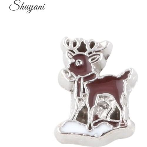 F444 Christmas Deer Floating Locket Charms for Magnetic Glass Living Locket 9*6mm