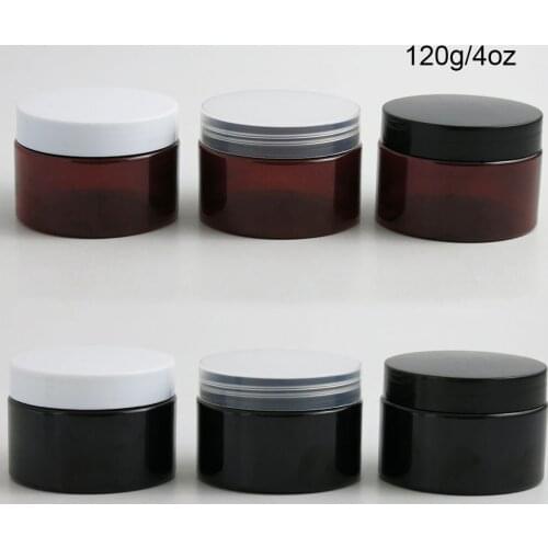 30pcs 4oz Amber Black PET Round Jars with Plastic Lids for Lotion Balm Cream Make Up Cosmetics Sample Ointments Beauty Container
