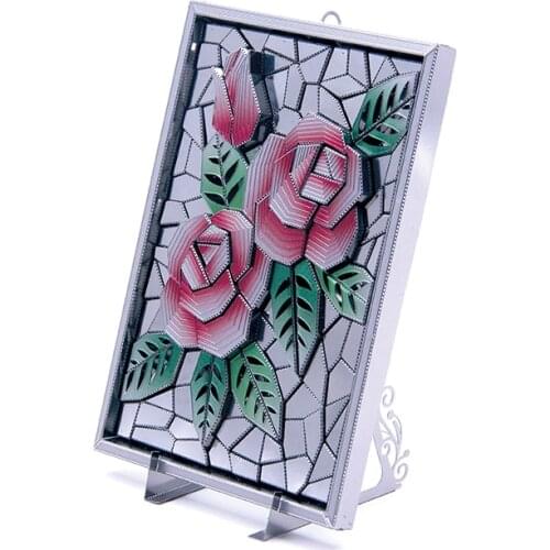 MICROWORLD 3D Metal Puzzle The Covenant of Roses 3 Pcs Metal DIY Jigsaw for Adults Educational Collection Toys Home Decor Gifts