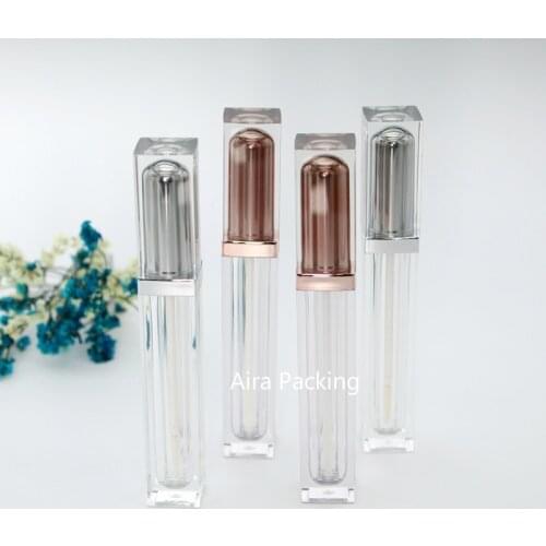 40pcs/lot Square Lip Gloss Tube Rose Gold Silver Lip Gloss Refillable Bottles Plastic Empty Packaging Liquid Lipstick Container