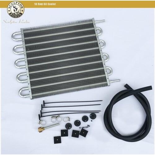 10 Row UNIVERSAL ALUMINUM REMOTE TRANSMISSION OIL COOLER /AUTO-MANUAL RADIATOR CONVERTER