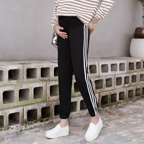 609# Maternity Pants Spring Autumn Casual Pants Sport Style Comfy Belly Support Pants Elastic Waist Maternity Trousers