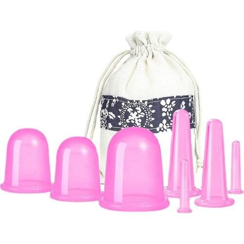 7pcs Silicone Anti Cellulite Facial Massage Vacuum Cupping Body Massager Cups Cellulite Therapy Face Suction Cups Kit gift Bag
