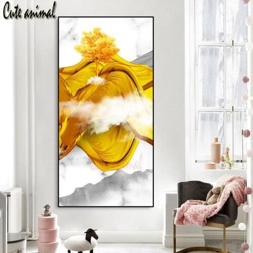 Nordic Golden Art Tree Landscape Diamond Embroidery Diamond Painting Full Round Square Cross Stitch Mosaic Diamond Set DIY 5D