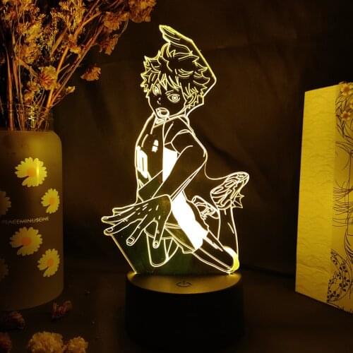 Anime Haikyuu Hinata Shoyo Figure 3D Manga USB Sensor Light Kids Bedroom Decoration Backlight Bedside LED Lamp Home Night Decor