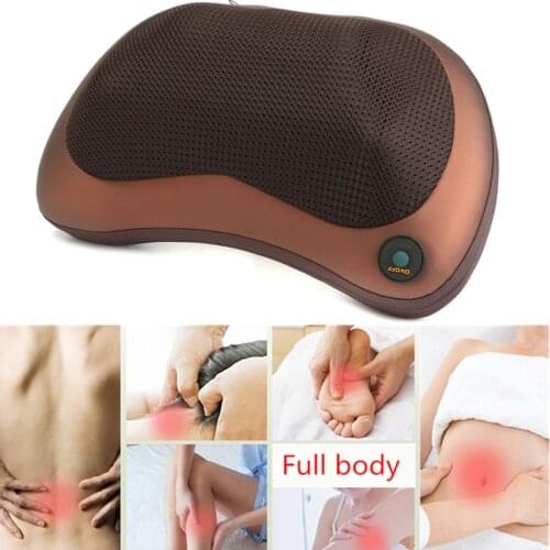 Car Home Electric Massage Pillow Far Infrared Heated Full Body Massager Cushion Neck Back Shiatsu Kneading Therapy Relax Health