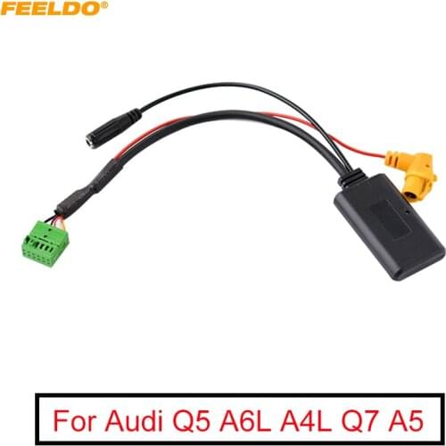 FEELDO 1PC Car Wireless Bluetooth Module MMI 3G AMI Aux Audio Cable With Micphone For Audi Q5 A6L A4L Q7 A5 S5 AUX Cable