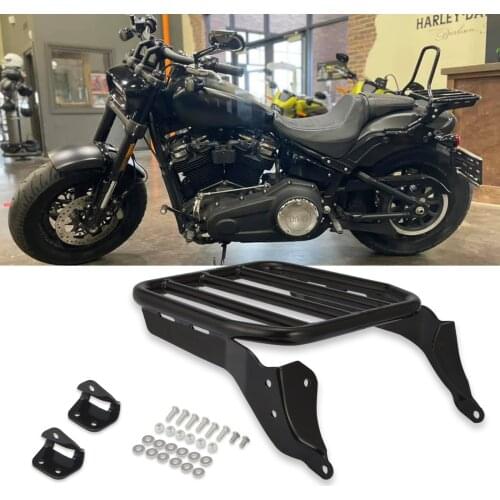 Wsen Gloss Black Rear Sport Luggage Rack For Sissy Bar Fit 2018-UP Harley Softail FLDE FLHC FLHCS FLSL FXBB