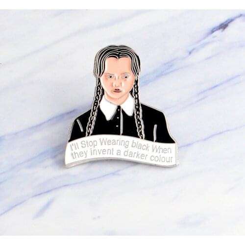 Addams family Pin Hard Enamel pin Wednesday Darker Colour Lapel Brooches Creative icons jewelry Button Badges Gift for fans