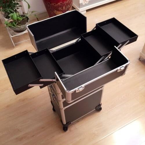 Facebox Brand Beautify Pro 4in1 Interchangeable Aluminum Rolling Makeup Case Cosmetic Train Box Trolley