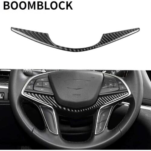 Mutips Car Steering Wheel Panel Cover Trim Frame Strip Accessories Decoration Carbon fiber Sticker For Cadillac xt5 2016 2017