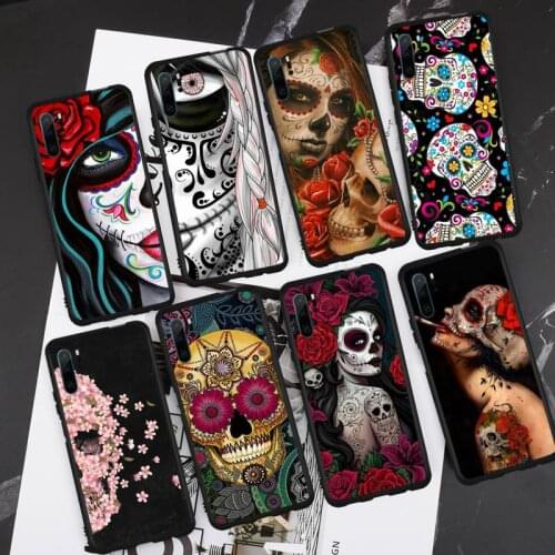 Mexican Skull Girl Tattooed Phone Case For Huawei honor Mate P 9 10 20 30 40 Pro 10i 7 8 a x Lite nova 5t