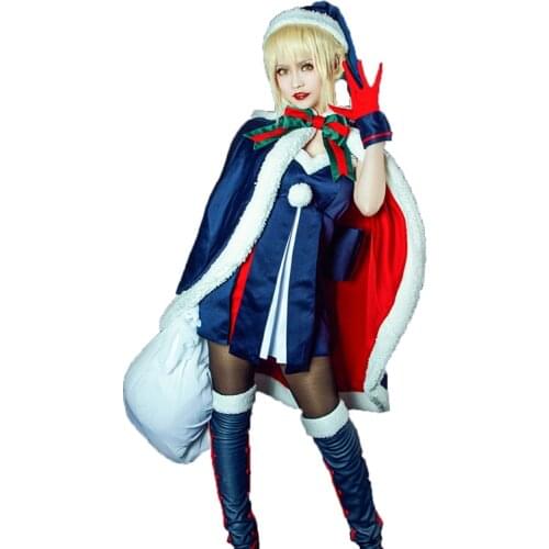 Fate Stay Night Fate Zero black Saber Fate grand order Arturia Pendragon cos christma ver Cosplay Costume Halloween costume 11