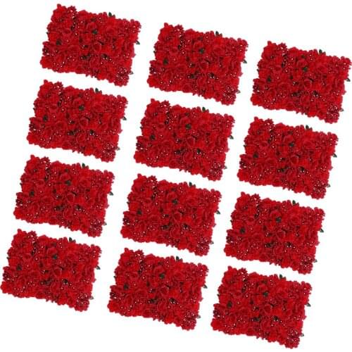 12pcs Artificial Flower Wall Wedding Venue Flower Pillar Main Road Decor Red