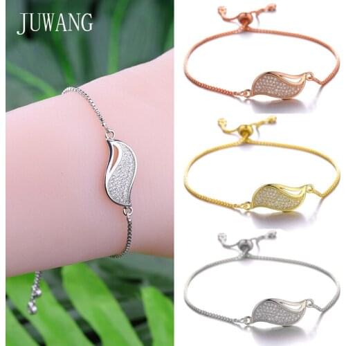 JUWANG New Fashion DIY Women Chain Bracelets Jewelry Zirconia Pave Setting Charm Adjustable Link Bracelet For Friend Gifts