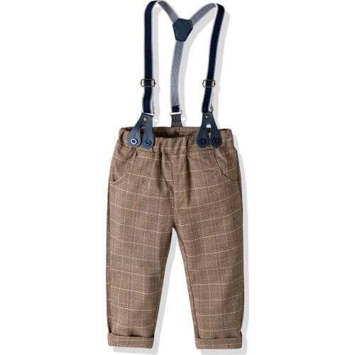 Oklady 2019 Boys Plaid Overalls Suspenders Pants Toddler Spring Autumn British trousers Buttoned Children Clothing