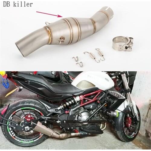 Motorcycle modified exhaust pipe muffler suitable for TNT300 BN300 stainless steel middle section connecting pipe with DB killer