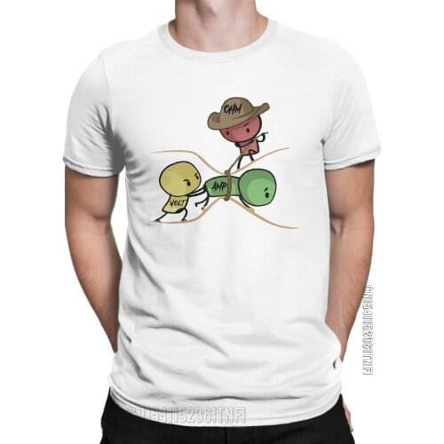 Mens T-Shirts Electricity Explained Physics Cool 100% Cotton Tees Classic Ohms Law T Shirts Round Neck Clothing Summer