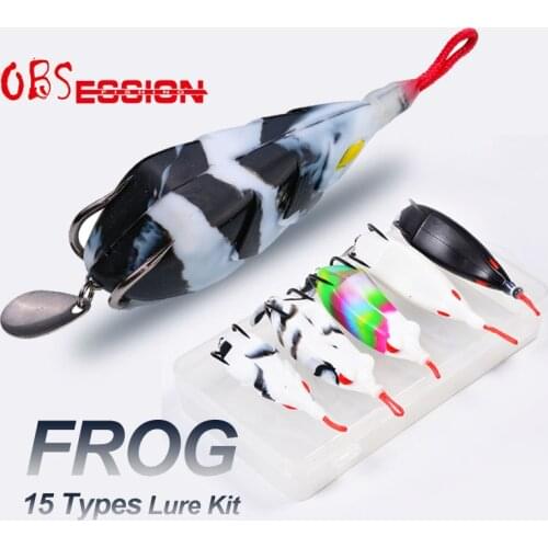 OBSESSION 5pcs Frog Soft Silicone Lure Set Bait Crankbait Fishing Lure Carp Fishing Wobbler Artificial Bait Frog Lure Tackle Box