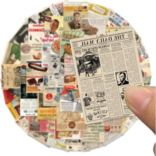 10/30/50 New Retro Magazines Newspaper Stickers Luggage Graffiti Decoration Waterproof Stickers Wholesale