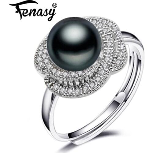 FENASY New Natural Freshwater Pearl Rings For Women Pearl Jewelry Exquisite 925 Sterling Silver Party Ring Fine Jewelry