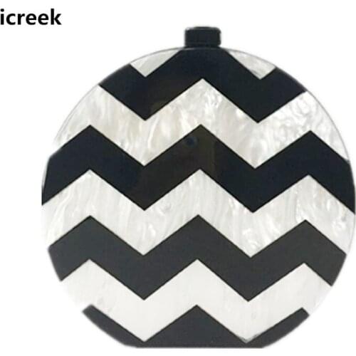 New arrival circular striped pattern acrylic evening bag fashion women shoulder bag cross body wallet lady fashion clutch purse