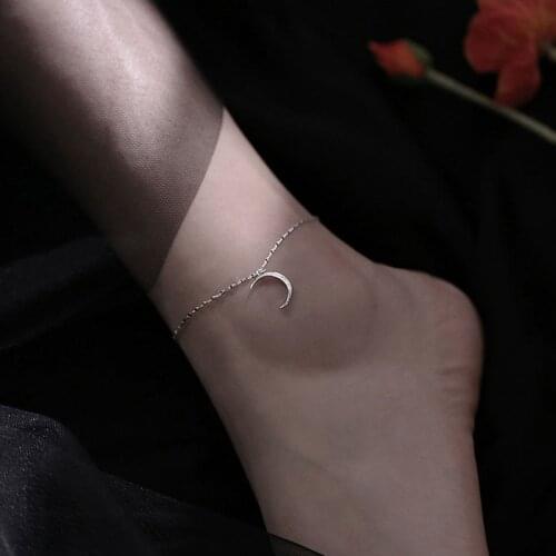 Hot S925 New Arrival Moon Inlaid Rhinestone Anklet Women Unique Design Fashion Simple INS Elegant Bracelets
