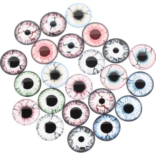 Reidgaller 50pcs mixed eye cabochon glass thin 14mm flat back diy for doll making