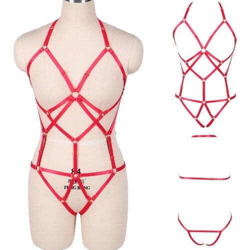 Sexy Lingerie Full Boby Harness Women Suspenders Fetish Bdsm Bondage Punk Goth Rave Belt For Stockings High Thigh Dance Wear
